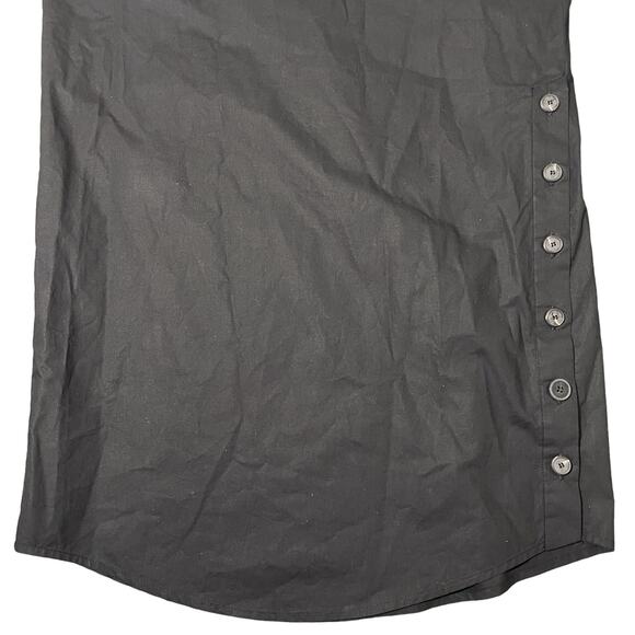 TELA Mini Dress Split Sleeve Button Accent Dropped Shoulders Black Minimalist XS - Picture 8 of 13